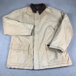 Polo Ralph Lauren Coat Mens XXL‎ Beige Quilted Corduroy Collar Barn Chore Jacket